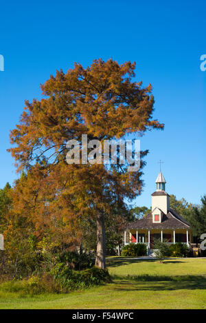 Church at Vermilionville living history museum of Acadian (Cajun), Creole and Native American culture, Louisiana USA Stock Photo