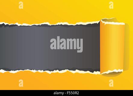 Yellow Torn Color Wrapped Paper With Copy Space For Message Stock Vector