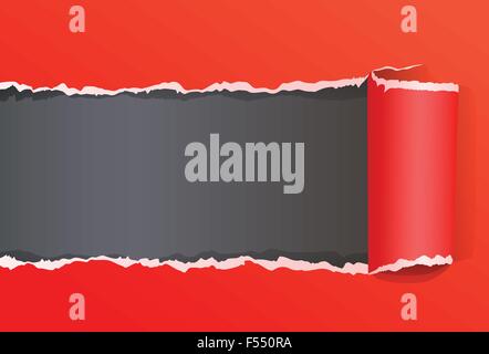 Red Torn Color Wrapped Paper With Copy Space For Message Stock Vector