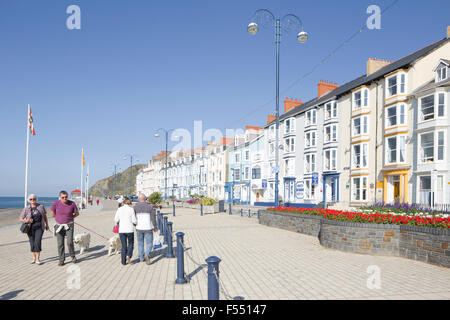 The newly repaired Aberystwyth seafront promenade, Ceredigion, West Wales, UK Stock Photo