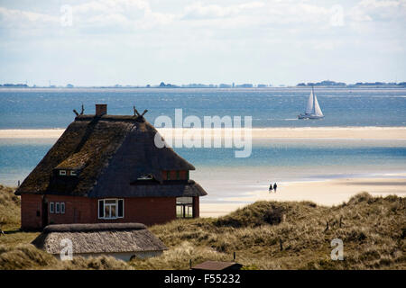 DEU, Germany, Schleswig-Holstein, North Sea,  Amrum island, house at the beach Kniepsand near Wittduen.  DEU, Deutschland, Schle Stock Photo