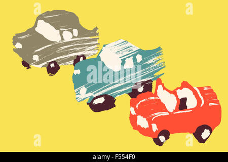 Illustrative image of various cars against yellow background Stock Photo