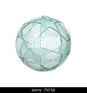 glass football - soccer ball with star pattern isolated on white Stock Photo