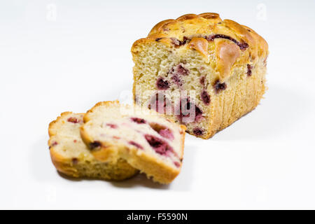 Homemade raspberry and lemon loaf cake. Stock Photo