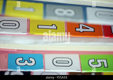Full frame shot of medical folders at hospital Stock Photo