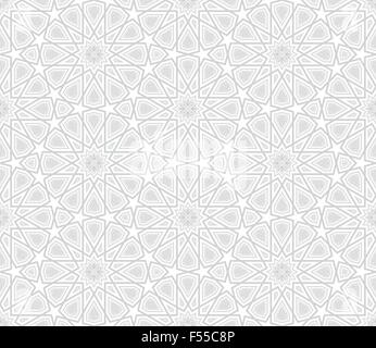 Arabesque Star Pattern, Light Grey Background, Vector Illustration Stock Vector