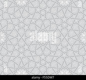 Arabesque Star Ornament Light Grey Background, Vector Illustration Stock Vector