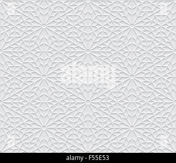 Grey light geometric pattern in arabic style, soft emboss background Stock Photo