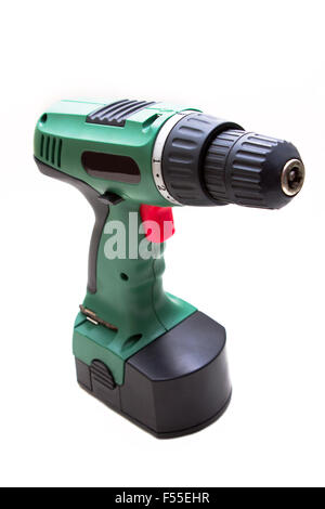 Cordless drill close up on a white background Stock Photo