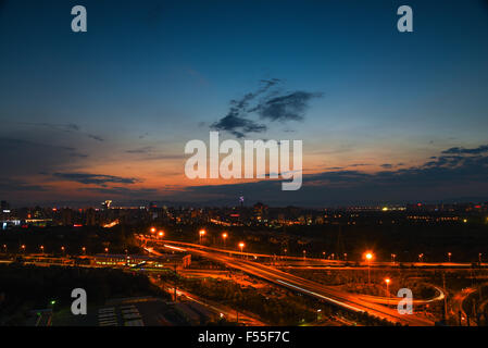 twilight in Beijing high way Stock Photo