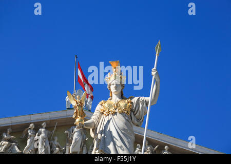 Parliament with Pallas Athene Statue, Vienna, Austria, Europe Stock Photo