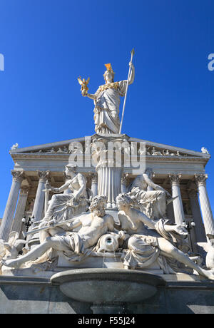 Parliament with Pallas Athene Statue  and fountain, Vienna, Austria, Europe Stock Photo