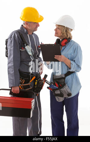 Two builders workers Stock Photo