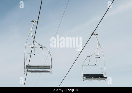 Empty cable carts at Faraya skiing resort Kesrwan district Lebanon Stock Photo