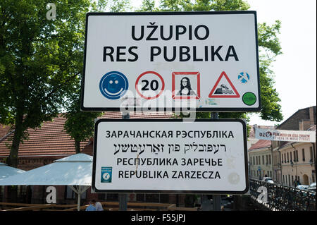 Sign on the border of Uzupis, Vilnius, Lithuania, Europe Stock Photo