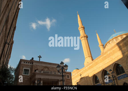 Mohammad Al Amin Mosque and Saint George Maronite Cathedral Downtown Beirut Lebanon Stock Photo