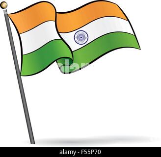 Indian flag waving on the wind, Vector Illustration Stock Vector