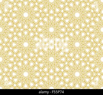 Islamic star pattern golden lines with white background Stock Vector