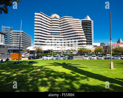 Sanlam Centre and Mutual Tower at the Independence Avenue, Windhoek, Namibia Stock Photo