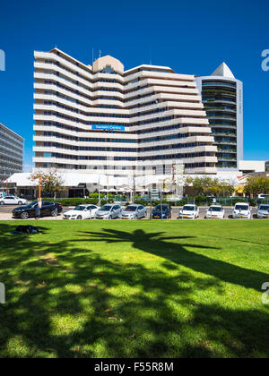 Sanlam Centre and Mutual Tower at the Independence Avenue, Windhoek, Namibia Stock Photo