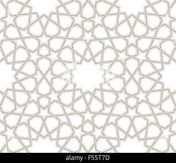 Islamic star pattern grey lines with white background Stock Vector