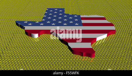 Texas map flag on golden dollars coins illustration Stock Photo