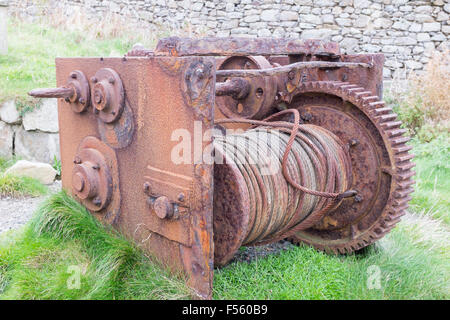 Rusted winching machinery in Martins Haven on the Pembrokeshire coast Stock Photo