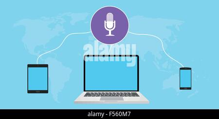 listening podcast Stock Vector