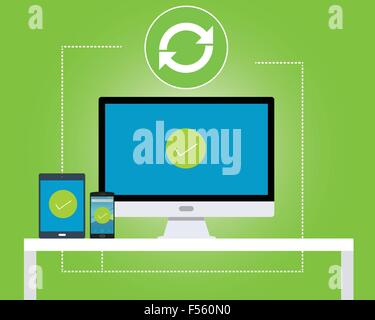 synchronize between multiple platform Stock Vector