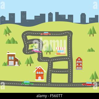 city flat from top view Stock Vector