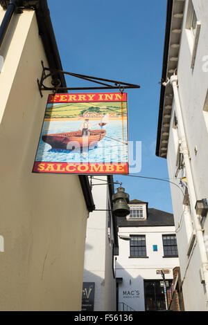 Hanging sign for the Ferry Inn public house in Salcombe Stock Photo