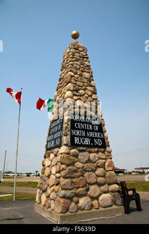 The rock monument in Rugby, North Dakota, marks the geographical center of North America. Stock Photo