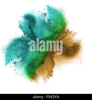 Gradient colorful powder splash isolated on white background Stock Photo