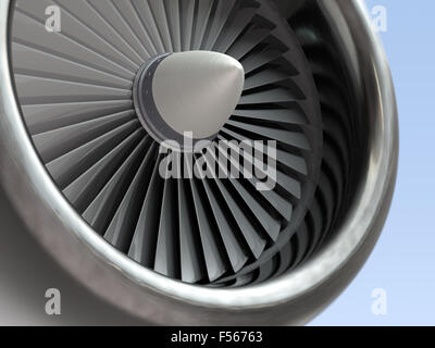 Jet engine, turbine blades of airplane, 3d illustration Stock Photo - Alamy