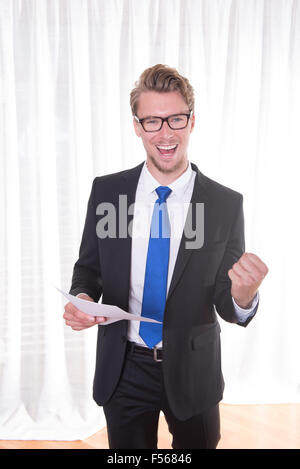 young businessman enjoying a success Stock Photo