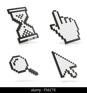 Cursors set. 3D render illustration isolated on white background. Stock Photo