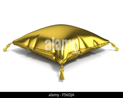 Royal golden pillow. 3D render illustration isolated on white background Stock Photo
