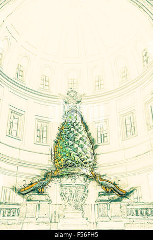 The Fontana della Pigna (The Pine cone fountain) in Vatican, Rom Stock Photo