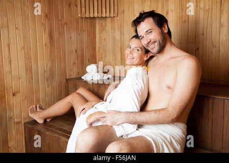 Couple relaxing in spa Stock Photo