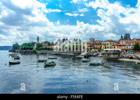 View of Ascona and harbor on Lake Maggiore in summer. Stock Photo