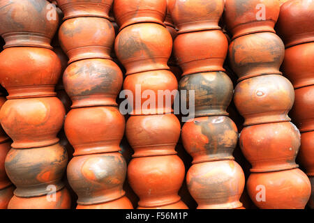 Brown Wall of Pots Stock Photo