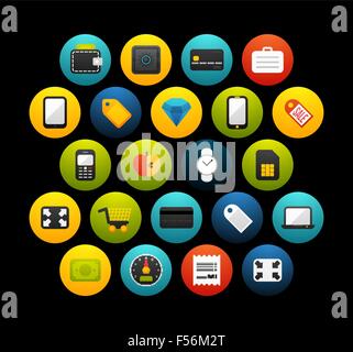 Flat icons set 9 Stock Vector