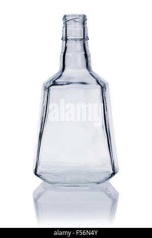 Empty Whiskey Bottle on White Background Stock Photo