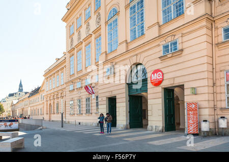 VIENNA, AUSTRIA - OCTOBER 1, 2015: Main building of Museum Quarter (MQ) in Vienna city. Museumsquartier is about 60000 sqm large Stock Photo