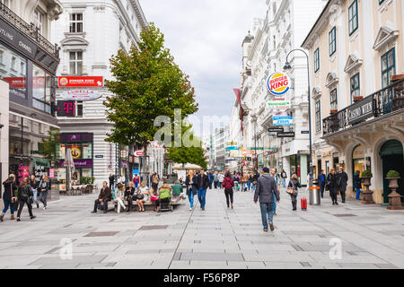 VIENNA, AUSTRIA - SEPTEMBER 27, 2015: tourists on Karntnerstrasse (Karntner street), Vienna. Karntner Strasse ( Carinthian Stree Stock Photo