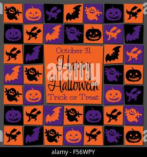 Mosaic Halloween card in vector format. Stock Vector