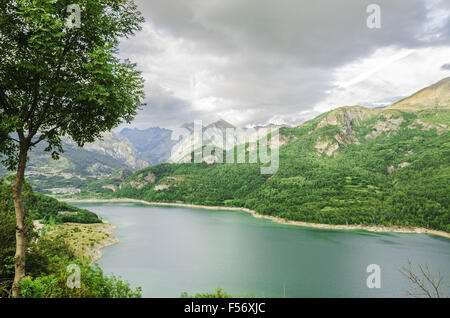 Bulbal Reservoir, also called Swamp Bubal is a reservoir located in the Spanish Pyrenees Valle de Tena (Huesca). Stock Photo