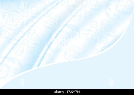 Card template with blue floral pattern on silk - with room for text Stock Vector