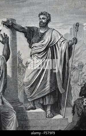 Solon ( 640 - 560 BC). Athenian legislator 'Solon let conjure the observance of his laws'. Engraving by R. Brend'Amour. Stock Photo