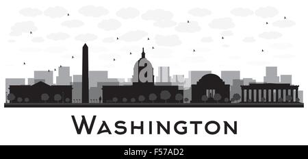 Washington dc city skyline black and white silhouette. Vector illustration. Simple flat concept for tourism presentation, banner Stock Vector